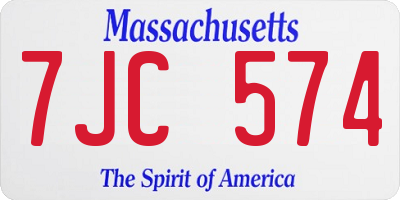 MA license plate 7JC574