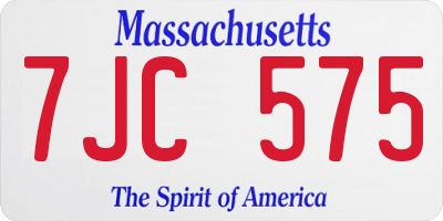 MA license plate 7JC575