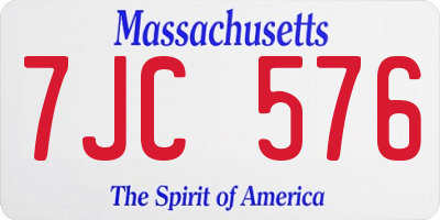 MA license plate 7JC576