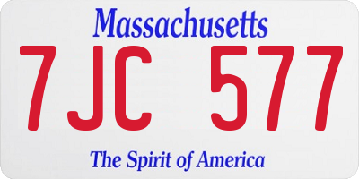 MA license plate 7JC577