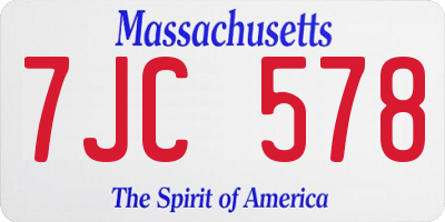 MA license plate 7JC578