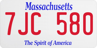 MA license plate 7JC580