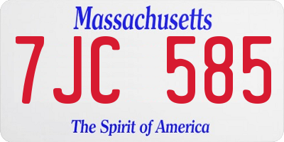 MA license plate 7JC585