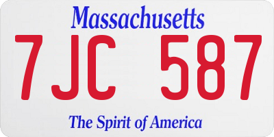 MA license plate 7JC587