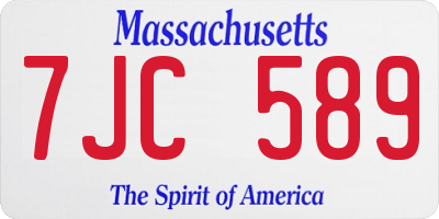 MA license plate 7JC589