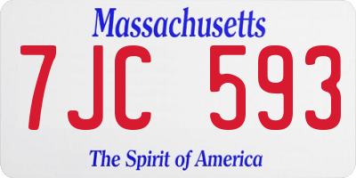 MA license plate 7JC593