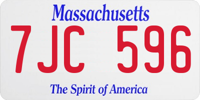 MA license plate 7JC596
