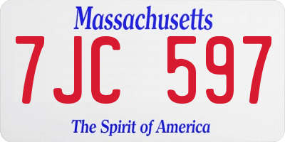MA license plate 7JC597