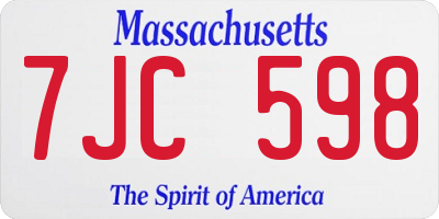 MA license plate 7JC598