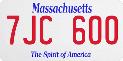 MA license plate 7JC600