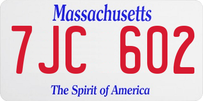 MA license plate 7JC602