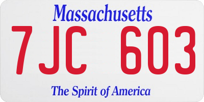 MA license plate 7JC603