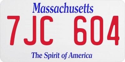 MA license plate 7JC604
