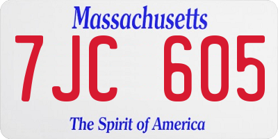 MA license plate 7JC605