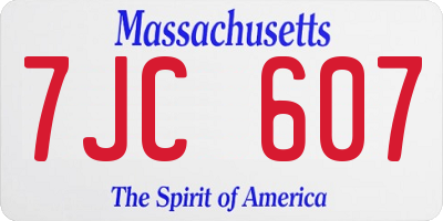 MA license plate 7JC607