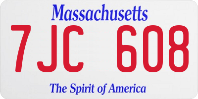 MA license plate 7JC608