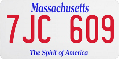 MA license plate 7JC609
