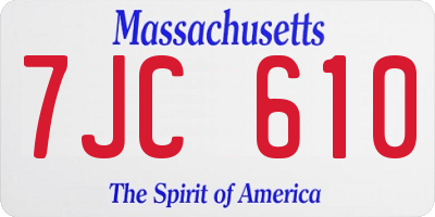 MA license plate 7JC610