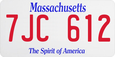 MA license plate 7JC612