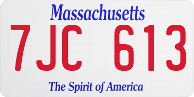 MA license plate 7JC613