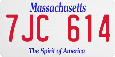 MA license plate 7JC614