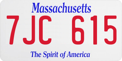 MA license plate 7JC615