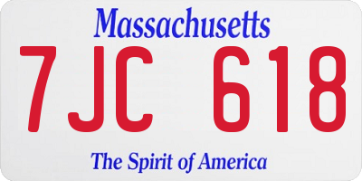 MA license plate 7JC618