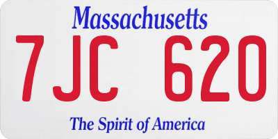 MA license plate 7JC620