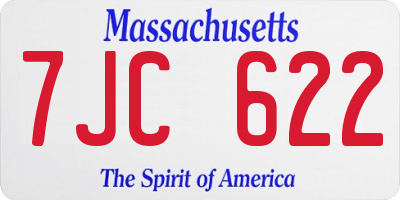 MA license plate 7JC622