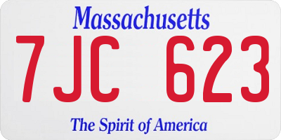 MA license plate 7JC623