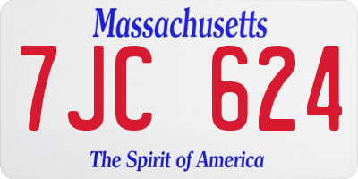 MA license plate 7JC624