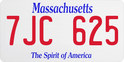 MA license plate 7JC625