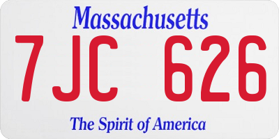 MA license plate 7JC626