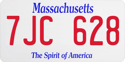 MA license plate 7JC628