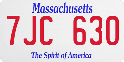 MA license plate 7JC630