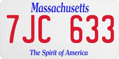 MA license plate 7JC633