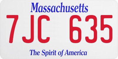 MA license plate 7JC635