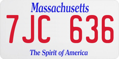 MA license plate 7JC636