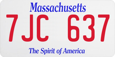 MA license plate 7JC637