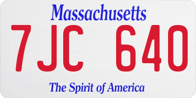 MA license plate 7JC640