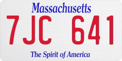 MA license plate 7JC641