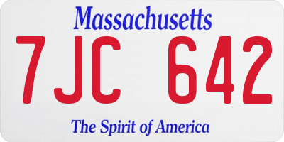 MA license plate 7JC642
