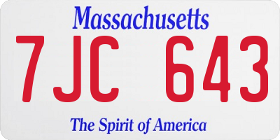 MA license plate 7JC643