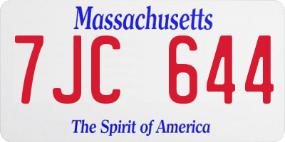 MA license plate 7JC644