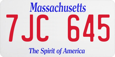 MA license plate 7JC645