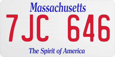 MA license plate 7JC646