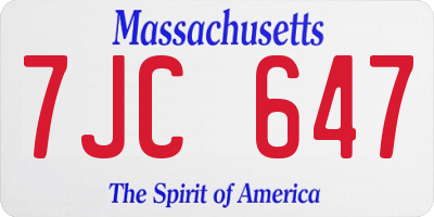 MA license plate 7JC647