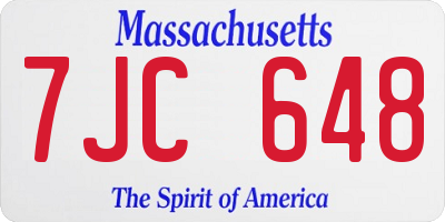 MA license plate 7JC648