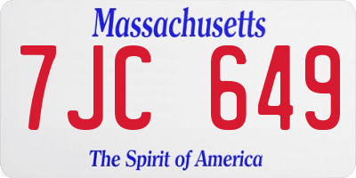 MA license plate 7JC649