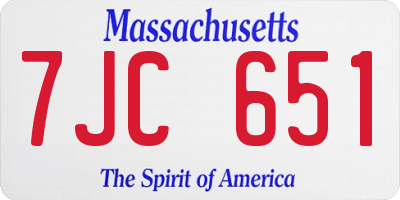 MA license plate 7JC651